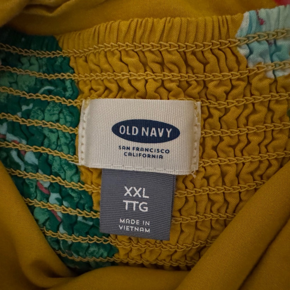 Old Navy Womens Floral Sundress Sz XXL Yellow Sleeveless Summer Tropical Beachy - Picture 7 of 12